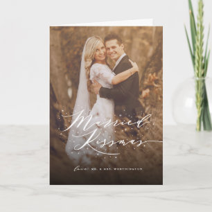 Verheiratete Kissmas Sparkling Stars Foto Hochzeit Feiertagskarte