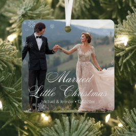 verheiratete kleine Weihnachtsfeier 2 Fotos schnee Ornament Aus Metall