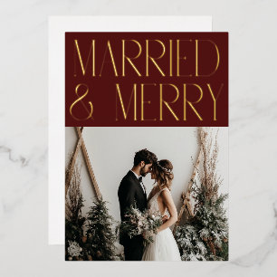 Verheiratete Merry Modern Holiday Hochzeit Ankündi Folien Feiertagskarte
