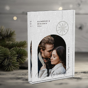 verheiratete Schneeflocken Boho Modernes Geschenk Fotoblock