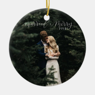 Verheiratete und frohe Weihnacht-Verzierung Keramik Ornament
