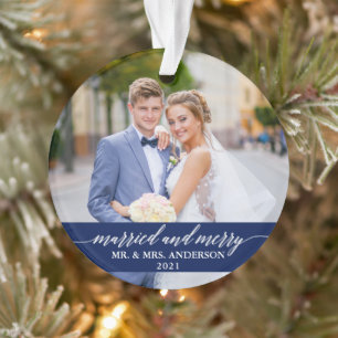 Verheiratete und fröhliche Calligrafie Wedding Bl Ornament