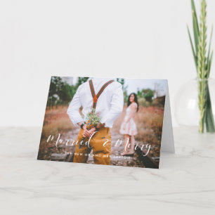 Verheiratete und fröhliche Hochzeitsankündigung Feiertagskarte