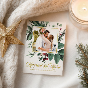 Verheiratete und fröhliche Weihnachtsferien-Foto Postkarte
