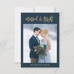 verheiratete und helle Hochzeitsankündigung Dankeskarte
