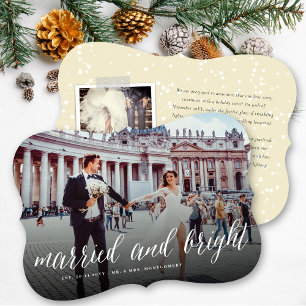 Verheiratete und helle Hochzeitsankündigung Feiertagskarte