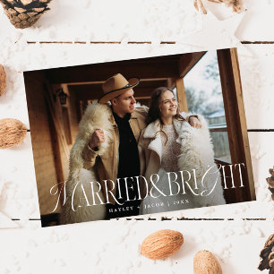 Verheiratete und helle Vintage Hochzeit Feiertagskarte