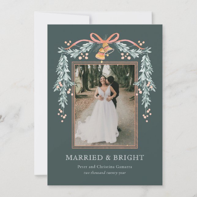 Verheiratete und helle Weihnachtsfotokarte Feiertagskarte (Vorderseite)