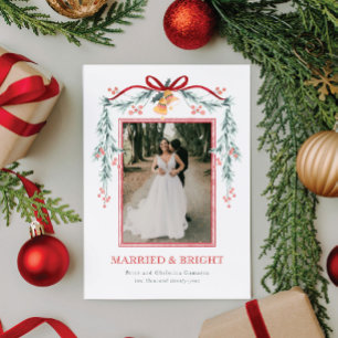 Verheiratete und helle Weihnachtsfotokarte Feiertagskarte