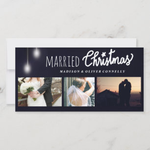 Verheiratete Weihnachtstypografie Drei Fotos Leu Feiertagskarte