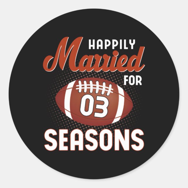 Verheirateten 3 Jahre Fußball zum Hochzeitstag Runder Aufkleber (Vorderseite)