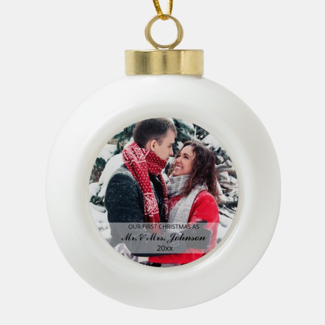 Verheirateter Erster Weihnachtsmann und Frau Foto  Keramik Kugel-Ornament (Vorderseite)