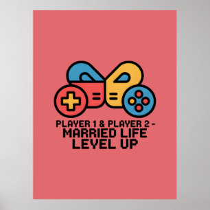 Verheirateter Gamer Spieler 1 & 2 Poster