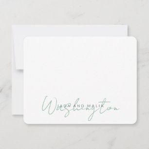 Verheirateter Name Hochzeit Monogram Sage Green Wh Mitteilungskarte
