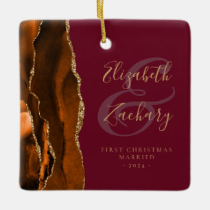 Verheirateter Rust Agate Burgundi Gold Keramikornament