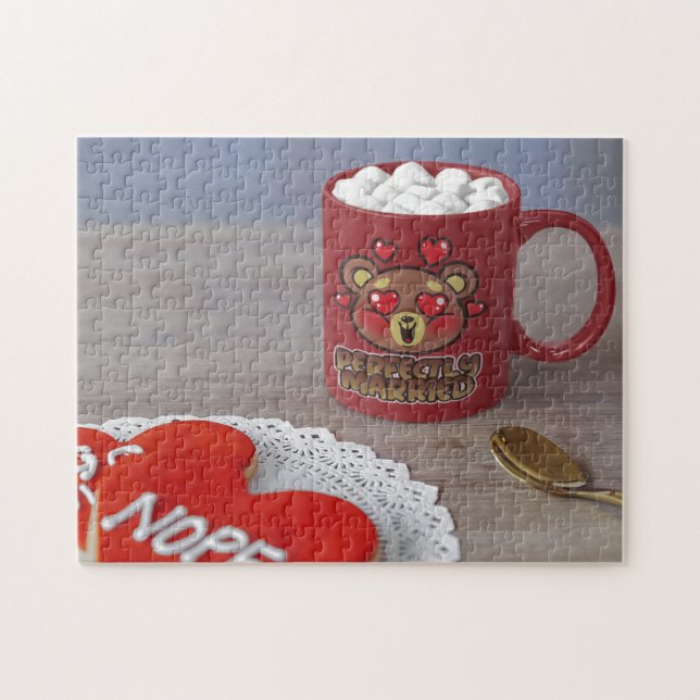 Verheirateter Valentinstag Kaffee Tasse Hörbär Puzzle (Horizontal)