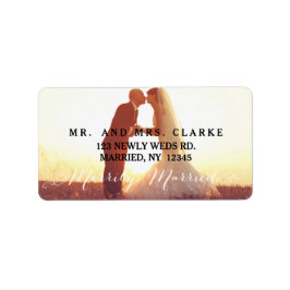 Verheirateter Weihnachts-Foto-Urlaub Adressaufkleber