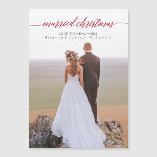 Verheirateter Weihnachtsjungvermählten-Foto-Magnet Magnetkarte