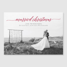 Verheirateter Weihnachtsjungvermählten-Foto-Magnet Magnetkarte