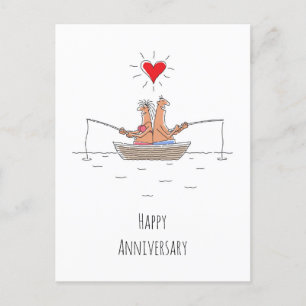 Verheiratetes Fischherz zum Hochzeitstag Postkarte