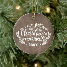 Verheiratetes Foto zu Weihnachten Keepake Keramik Ornament