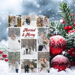 Verheiratetes & Frohes Weihnachts-Paar-Fotocollage Feiertagskarte