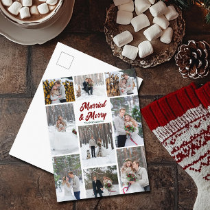 Verheiratetes & Frohes Weihnachts-Paar-Fotocollage Feiertagspostkarte