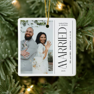 Verheiratetes Hochzeitsfoto Neuvermählte Weihnacht Keramikornament