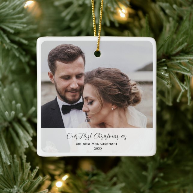 Verheiratetes Hochzeitstag Foto Keramikornament (Baum)