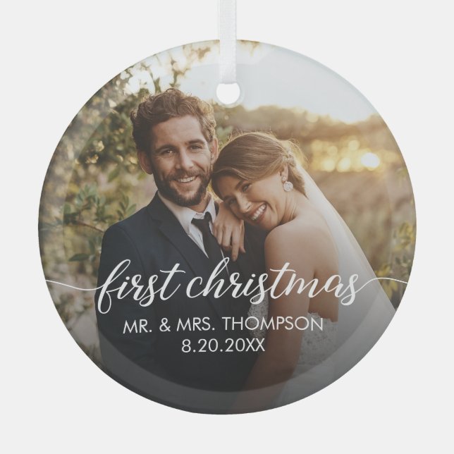 Verheiratetes Hochzeitszitat für Weihnachten - Fot Ornament Aus Glas (Vorderseite)