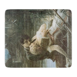 Verheiratetes Jungpaar in Liebe (Küssen in einem B Schneidebrett