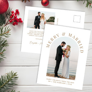 Verheiratetes Merch Arch Foto White Gold Weihnacht Feiertagspostkarte