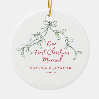 Verheiratetes Mistletoe Foto Ornament