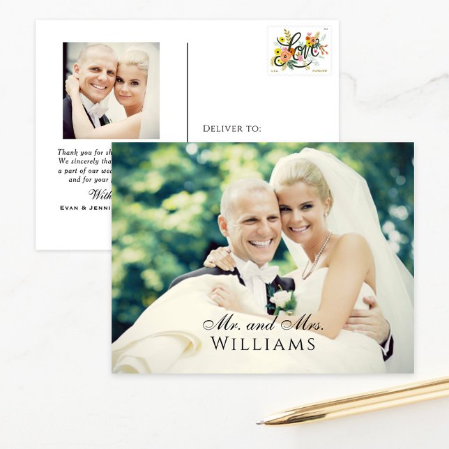 Verheiratetes Monogram Overlay Wedding Foto Vielen Postkarte (Von Creator hochgeladen)