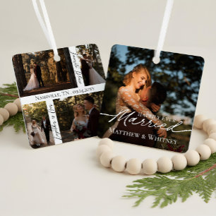 Verheiratetes Paar 1. Weihnachten Elegante Fotocol Ornament Aus Metall