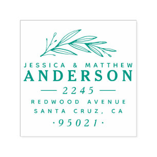 Verheiratetes Paar Elegante Botanische Rücksendead Permastempel