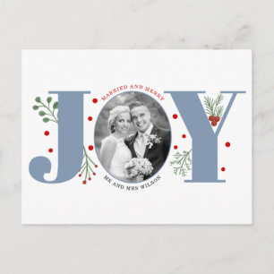 Verheiratetes und fröhlich dusty blue JOY Christma Postkarte