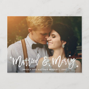 Verheiratetes und fröhliches Calligrafy Weihnachts Postkarte