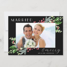 Verheiratetes und fröhliches frisch verheiratetes feiertagskarte