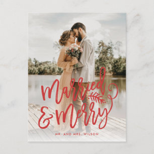 Verheiratetes und fröhliches Weihnachts-Foto Red Feiertagspostkarte