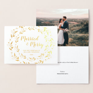 Verheiratetes und fröhliches Weihnachtsfest-Foto Folienkarte