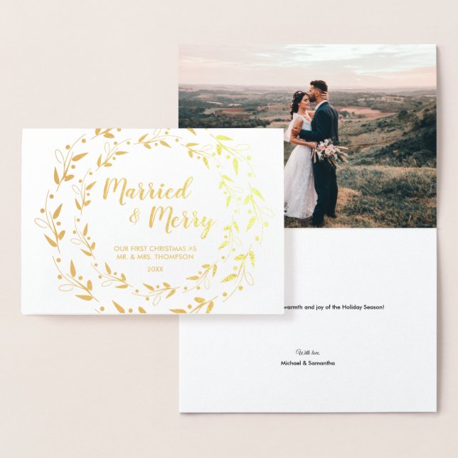 Verheiratetes und fröhliches Weihnachtsfest-Foto Folienkarte (Anzeige)