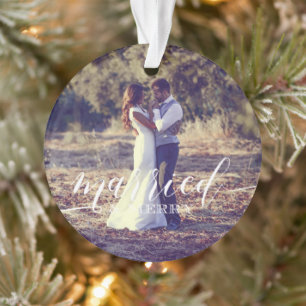 Verheiratetes und fröhliches Weihnachtsfest-Foto Ornament