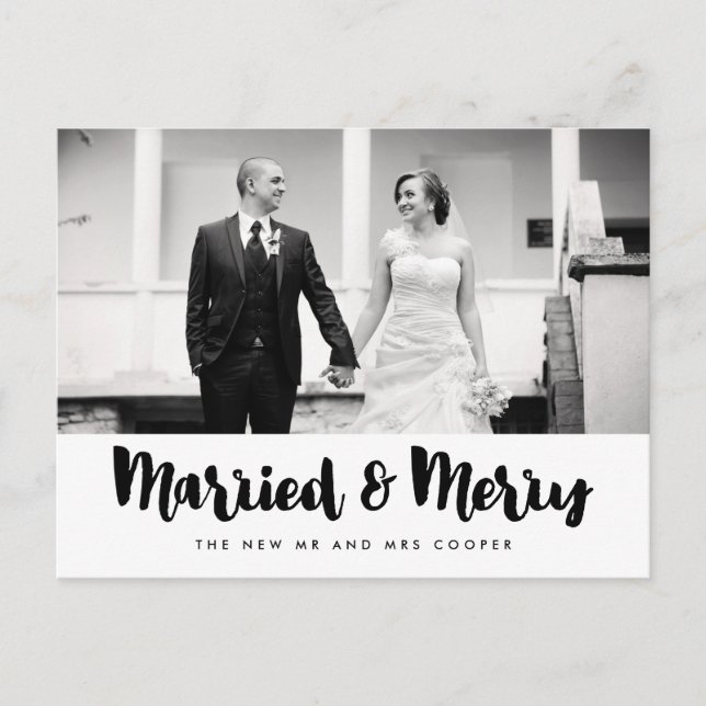 Verheiratetes und fröhliches Weihnachtsfest Foto Postkarte (Vorderseite)