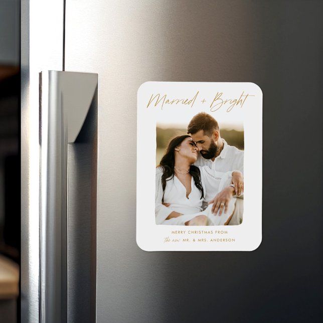 Verheiratetes und helles Gold-Script-Foto Magnet (Von Creator hochgeladen)