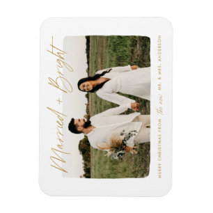 Verheiratetes und helles Gold-Script-Foto Magnet