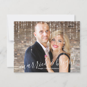 Verheiratetes und helles Twinkle Lights Foto Feiertagskarte