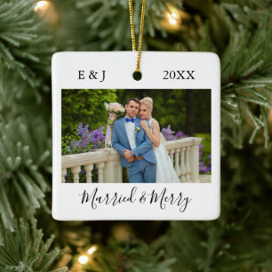 Verheiratetes und Merry Couple Foto Keramikornament