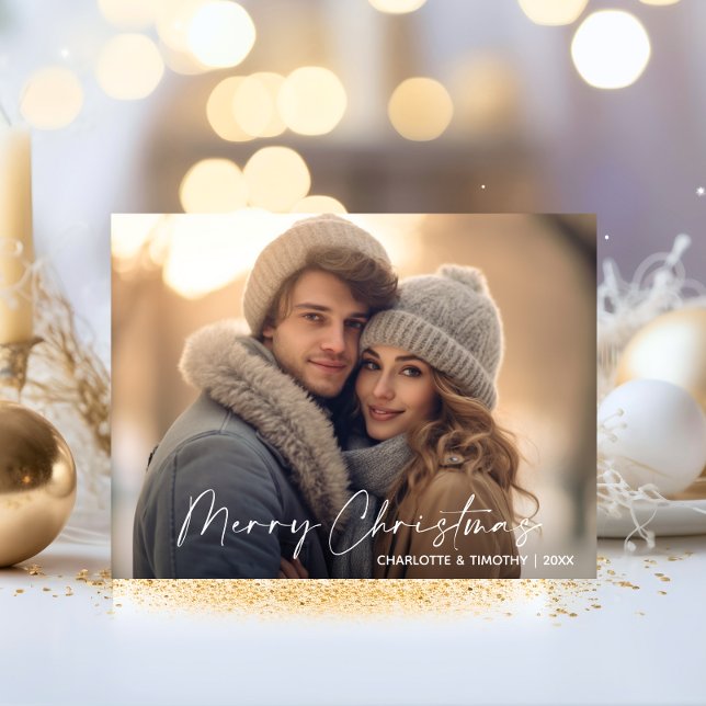 Verheiratetes Verlobtes Weiß | FOTO Feiertagspostkarte (First Christmas Married Engaged White  PHOTO Holiday Postcard)