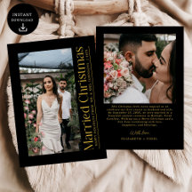Verheiratetes Weihnachts-Foto Newlyweds Black & Go